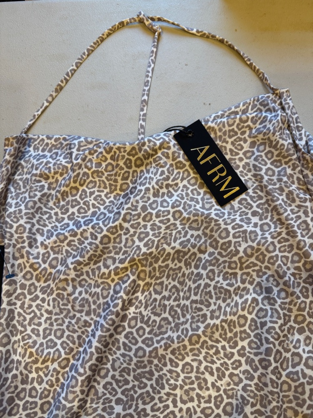 AFRM Neutral Leopard Print Slip Dress in Taupe & Cream